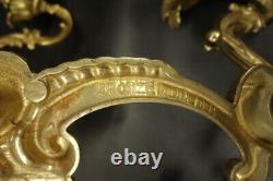 Large Pair Of Sconces Louis XV / Baroque Style Bronze French Antique