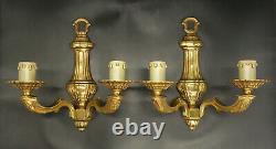 Large Pair Of Sconces Louis XV Style Bronze French Antique