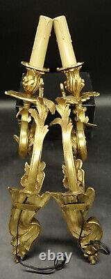 Large Pair Of Sconces Louis XV Style Early 1900 Bronze French Antique