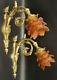 Large Pair Of Sconces Louis Xvi Style Bronze & Amber Tulip French Antique