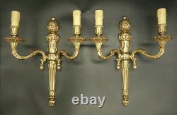 Large Pair Of Sconces Louis XVI Style Bronze French Antique