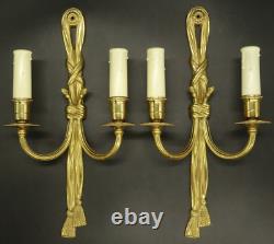 Large Pair Of Sconces Louis XVI Style Bronze Hettier Vincent French Antique