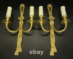 Large Pair Of Sconces Louis XVI Style Bronze Hettier Vincent French Antique