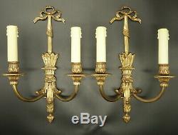 Large Pair Of Sconces, Louis XVI Style, Early 1900 Bronze French Antique
