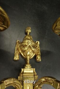Large Pair Of Sconces Louis XVI Style Era 19th Bronze French Antique