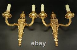 Large Pair Of Sconces Ram Heads Decor Louis XVI Style Bronze French Antique