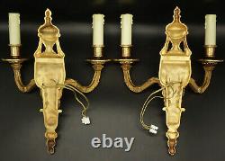 Large Pair Of Sconces Ram Heads Decor Louis XVI Style Bronze French Antique