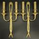 Large Pair Of Sconces Ribbons Decor Louis Xvi Style Bronze French Antique