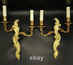 Large Pair Of Sconces Stamped Louis XV Style Bronze French Antique