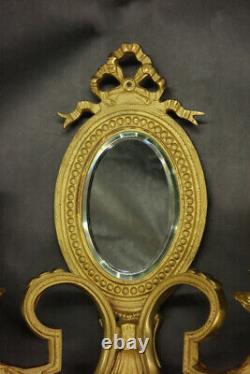 Large Pair Of Sconces-mirrors Beveled Louis XVI Style Bronze French Antique