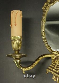 Large Pair Of Sconces-mirrors Louis XVI Style Bronze French Antique