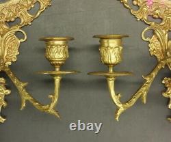 Large Pair Of Sconces-mirrors Louis XVI Style Era 19th Bronze French Antique