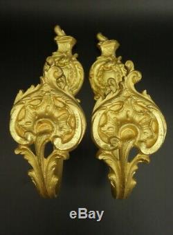 Large Pair Of Tie Backs, Louis XV Style, Era 19th Bronze French Antique