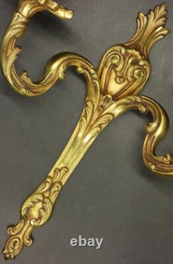 Large Pair Sconces Louis XV Style Hettier & Vincent Bronze French Antique