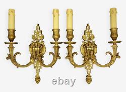 Large Pair Sconces Louis XVI Style Bronze Jollet Colin Paris French Antique