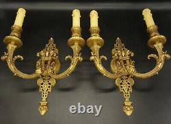 Large Pair Sconces Louis XVI Style Bronze Jollet Colin Paris French Antique