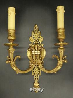 Large Pair Sconces Louis XVI Style Bronze Jollet Colin Paris French Antique