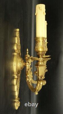 Large Pair Sconces Louis XVI Style Bronze Jollet Colin Paris French Antique