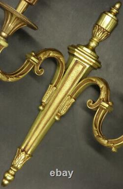 Large Pair Sconces Louis XVI Style Lucien Gau Paris Bronze French Antique