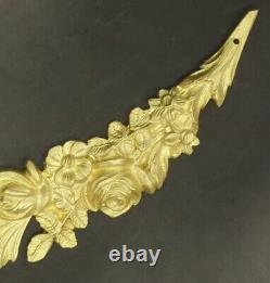 Large Pediment Louis XVI Style 19th Flowers Garland Bronze French Antique