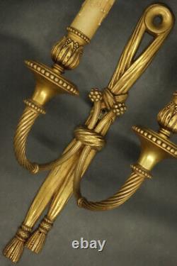 Large Sconce Ribbon Decor Louis XVI Style Bronze French Antique