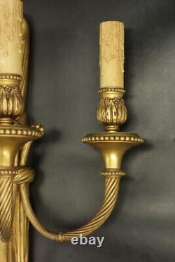 Large Sconce, Ribbon Decor, Louis XVI Style Bronze French Antique