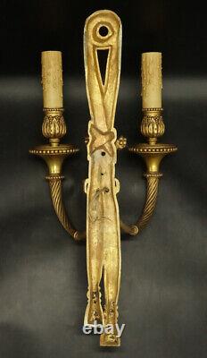 Large Sconce Ribbon Decor Louis XVI Style Bronze French Antique
