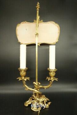Large Screen Lamp Stamped, Louis XV Style, End 19th Bronze French Antique