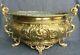 Large Antique French Louis Xvi Planter 19th Century Brass Repousse Angels Rams