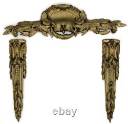 Large antique french furniture ornaments set 19th century gilded bronze