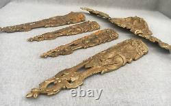 Large antique french furniture ornaments set 19th century gilded bronze Louis XV