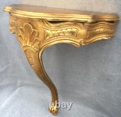 Large antique french shelf console Mid-1900's gilded wood stucco Louis XV