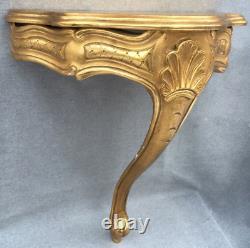 Large antique french shelf console Mid-1900's gilded wood stucco Louis XV