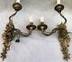 Large Antique Pair Of French Louis Xv Style Sconces 19th Century Bronze Lights