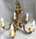 Large Heavy Antique French Chandelier Light Mid-1900's Solid Brass 12lb Ceiling
