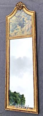 Large vintage french trumeau mirror 1960-70's Louis XV gilded wood