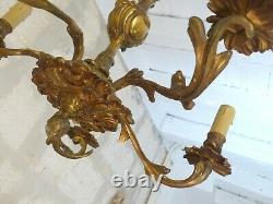 Late 19TH Antique French 5 Arms Ormolu Bronze Chandelier Ceiling Rococo Louis XV