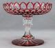 Late 19th Century French Cranberry Cut To Clear Roundles Ovals Crystal Compote