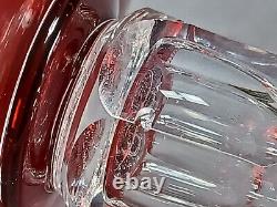 Late 19th Century French Cranberry Cut to Clear Roundles Ovals Crystal Compote