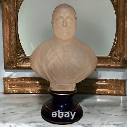 Late 19th Century French St. Louis Depose Frosted/Cobalt Glass Pope Pius IX Bust