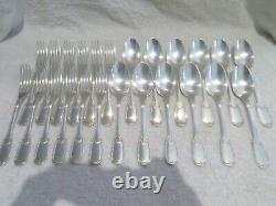 Late 19th c French 950 silver 24p dinner cutlery set E Puiforcat Louis XVI st 30