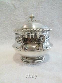 Late 19th c french 950 silver sugar bowl for 2 Louis XIV st Boin Taburet
