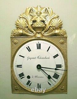 Lge Antique French Wall Clock (#2) - Restored Working 19 Century Brass Comtoise