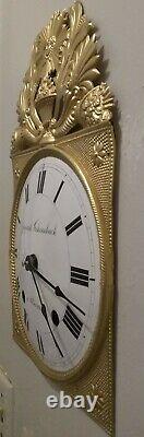 Lge Antique French Wall Clock (#2) - Restored Working 19 Century Brass Comtoise
