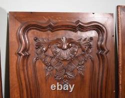 Lot of Vintage French Louis XVI Solid Oak Wood Panels Wainscoting Highly Carved
