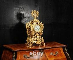 Louis Japy Gilt Bronze Rococo Antique French Clock