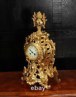 Louis Japy Gilt Bronze Rococo Antique French Clock