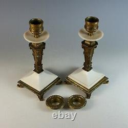 Louis Philippe Gilt Bronze and Alabaster French Candlesticks Candleholder Set