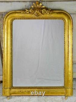 Louis Philippe gilded mantle mirror with decorative pediment and original glass