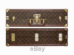 Louis Vuitton monogram suitcase trunk open by center, square handle
